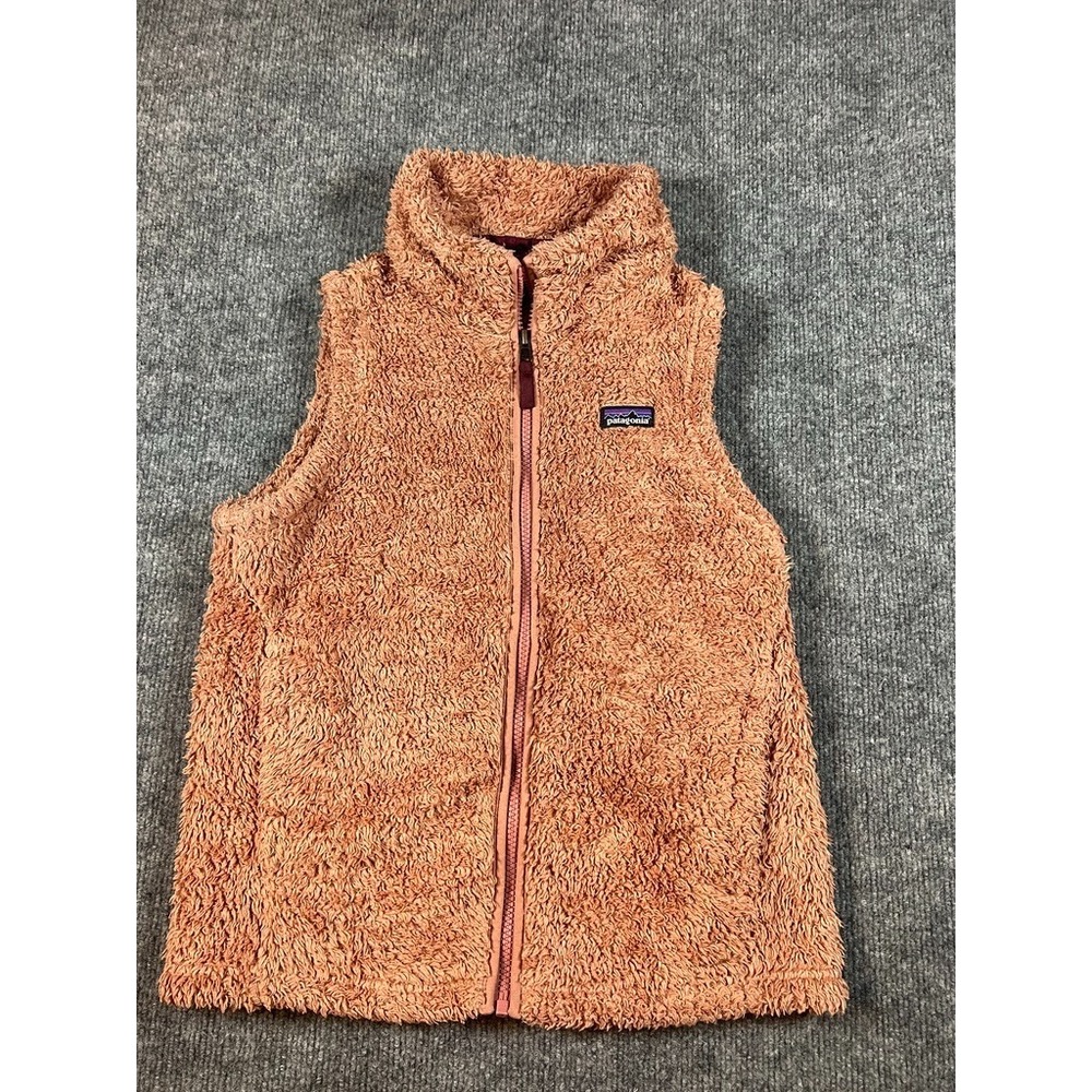 Patagonia Girl XL (14) Retro Pile Sherpa Fleece Vest Rust Zip-Up Warm Lined